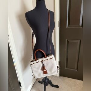 Dooney & Bourke White and Brown Leather Tote Bag